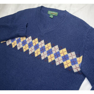 Vintage Grand Slam Sweater Men’s Size L Blue Wool Argyle Grandpa Woolmark READ**